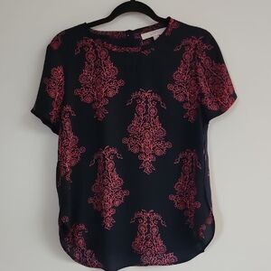 Loft Navy and Red Blouse
